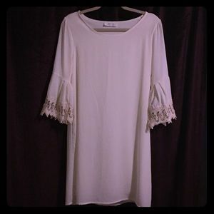 White Bell Sleeve Mini Dress
